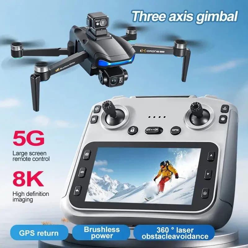 V06 3-Axis Gimbal Camera Drone with Display Remote without sensor